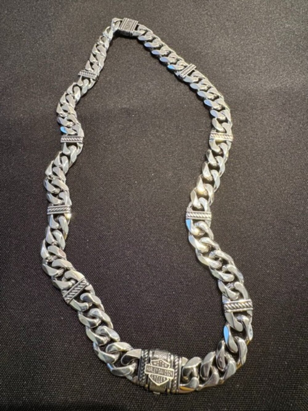 Harley-Davidson® Men's Bar & Shield Curb Link Stainless Steel Necklace 22"